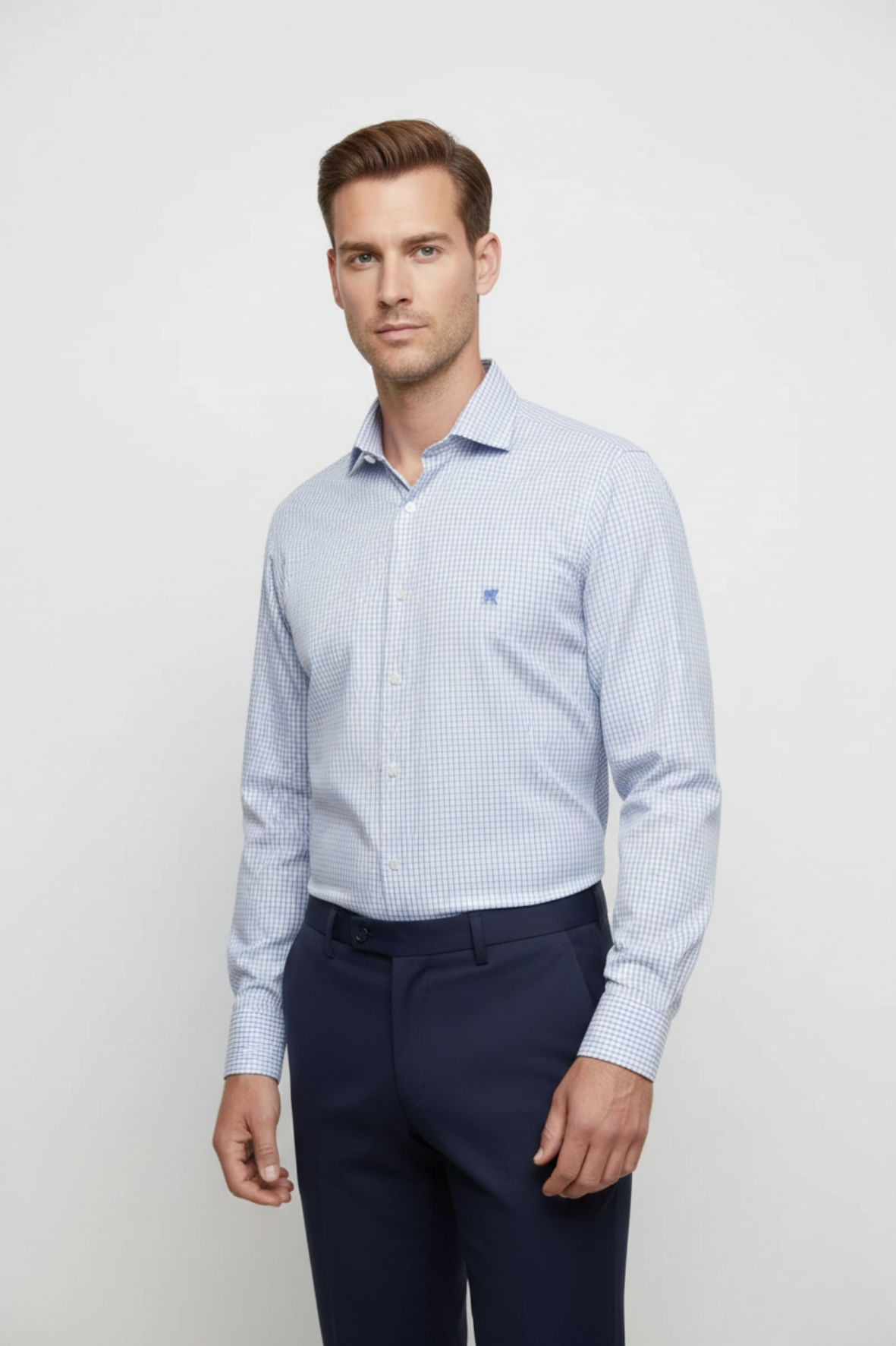 Camisa Manga Longa s/bolso Xadrez Azul - Hover